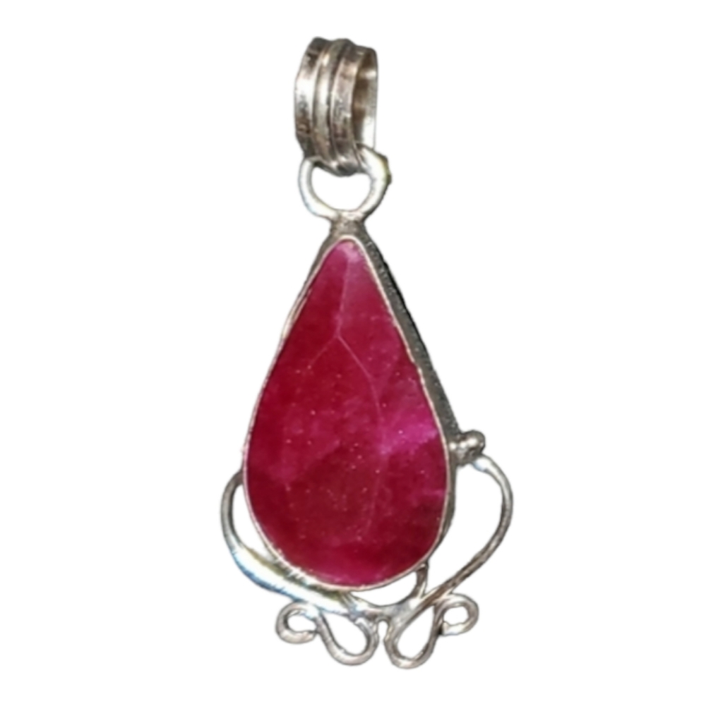 Gorgeous Faceted Longido Ruby pendant in silver genuine Ruby gemstone.